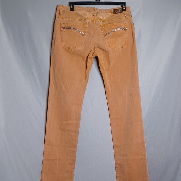 Robin's Jean Pants Mens 36 Apricot Velvet Slim Straight Casual HipHop Streetwear - Picture 2 of 14